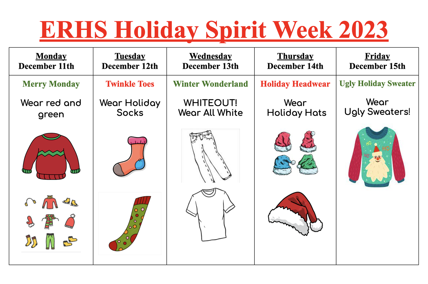  Festive clothing items for each day of the week